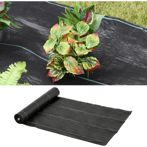 Toile de paillage géotextile 2 x 50 m, 100 g/m², noire, pour jardin. (1/5)