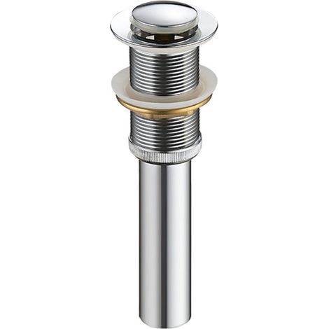Brass washbasin waste without overflow, spring-loaded waste, for washbasins, chrome-plated