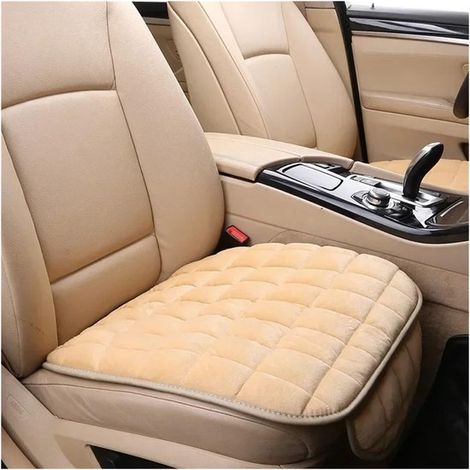 Coprisedile invernale per auto, caldo, antiscivolo, universale, traspirante, per sedile anteriore, protezione per sedile auto (beige) (1/4)