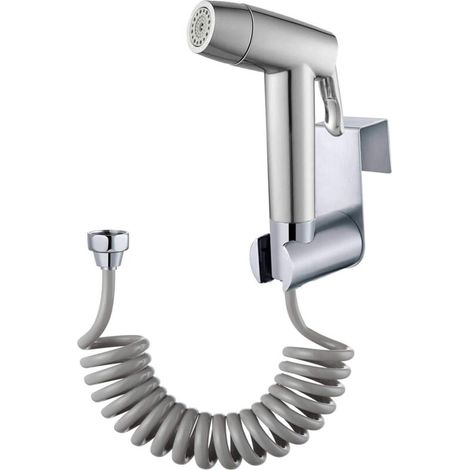 Argent,Pulvérisateur de toilette pour bidet - avec crochet de réservoir d'eau et tuyau de douche flexible télescopique en ABS de 59" pour plomberietoilettes, bidet pistolet de pulvérisation de salle d