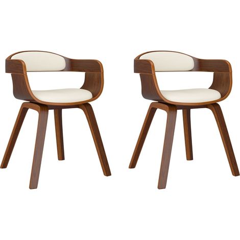 Maison Exclusive - Esszimmerstühle 2 Stk. Creme Bugholz und Kunst