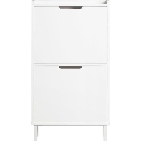 SoBuy Scarpiera Con Ribalte Scarpiera Con Ripiani Scarpiera Portascarpe Salvaspazio 2 ante Bianco L50xP19xA91cm FSR151-W (1/5)