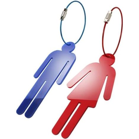 8 x Porte-clés unisexe salle de bain et vestiaire rouges et bleus (1/5)