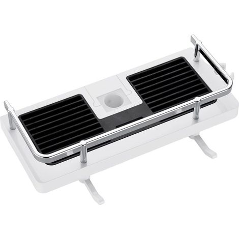 YMYNY Étagère Douche Porte Savon Douche Salle De Bain Rangement Douche sans Percage avec Porte Savon Douche, Crochets et Porte Serviette Murale Antirouille Auto-adhésif Support Blanc Lot de 1 (1/4)