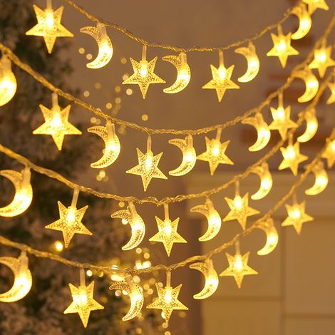 Guirlande Lumineuse Soavoa Solaire Étoiles Lune 100 LEDs 12m Décoration Intérieure Extérieure Ambiance Féerique Noël (1/4)