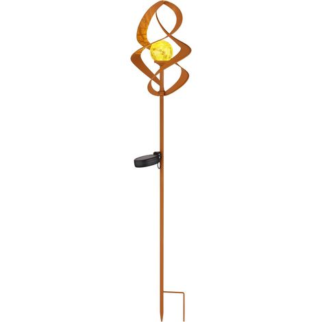 Globo Solarleuchte Lampe d'extérieur portable couleur rouille IP44, abat-jour en verre craquelé ambré LED 3 000 K