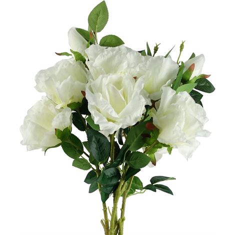 Pack of 6 x 80cm Artificial White Rose Stem - 18 flowers (1/5)