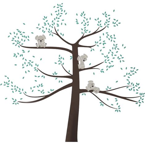 Grand autocollant mural mignon koala et arbre, motif innovant, déco fond canapé, sticker DIY adhésif (1/5)
