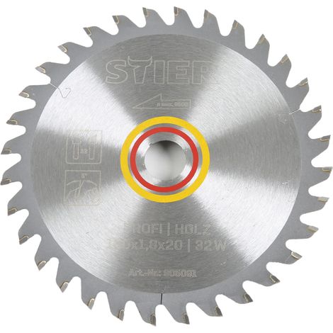 STIER Kreissägeblatt Profi Holz, 160 x 1,8 x 20mm, 5° Spanwinkel, 32 gehärtete Zähne, Wechselzahn (1/4)