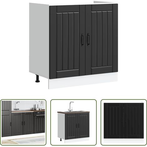 vidaXL Holzwerkstoff -  Spülenunterschrank Lucca Schwarz Holzwerkstoff (1/5)
