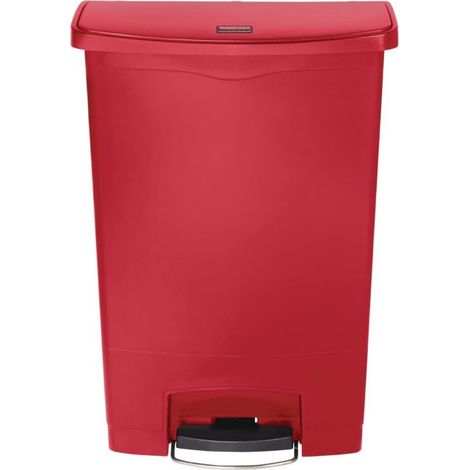 Poubelle à pédale frontale Rubbermaid rouge 90L - 570 x 353 x 826 mm - SLIM JIM (1/4)