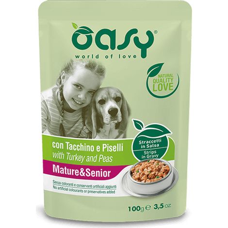 OASY Wet Dog Straccetti Mature e Senio Tacchino e Piselli 100gr (1/2)