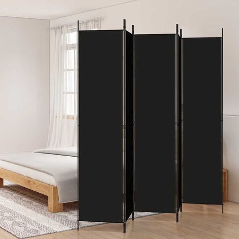 Cloison de séparation 5 panneaux Noir 250x220 cm Tissu (1/5)