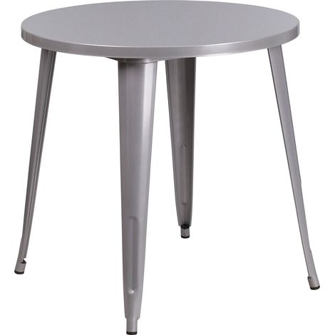 Meuble 76,2 cm Rond en métal Table d'intérieure/extérieure, Métal, Silver, 77.47 x 77.47 x 12.7 cm (1/3)