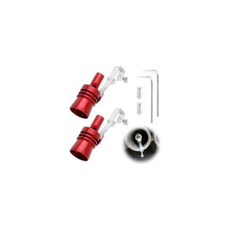 2 Pièces Turbo Whistle, Sifflet Tuyau d'Échappement de Voiture Taille XL, Blow-off Turbo Sound Simulator en Aluminium, Accessoire de Voiture Universel pour Modification(Rouge)