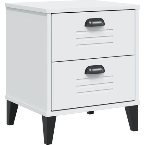 Comodino con due cassetti 40 x 35 x 48 cm in multistrato bianco DEC034726