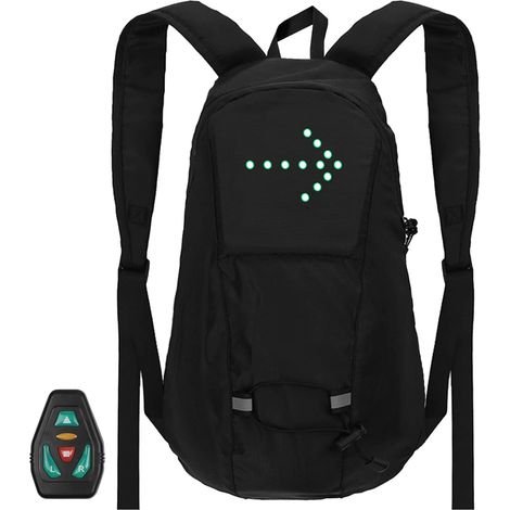 LED-Blinkertasche, 15 l, Fahrradrucksack, LED-Rucksack mit Fahrtrichtungsanzeiger, wiederaufladbare Sicherheitslichttasche über USB, wasserdichter Fahrradrucksack, kabellose Fernbedienung, Fahrradtasc