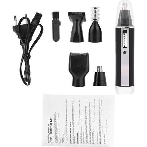 Kemei 4-en-1 Tondeuse Électrique Portative pour Nez, Oreilles, Barbe et Sourcils, Ensemble Homme EU (1/5)