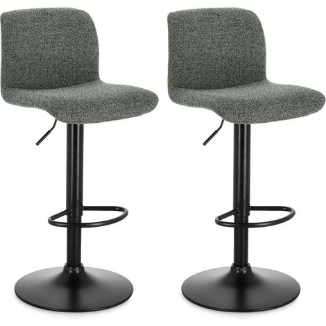 Tabourets de bar réglables en métal noir et tissu (lot de 2) - RAPHAEL (1/3)