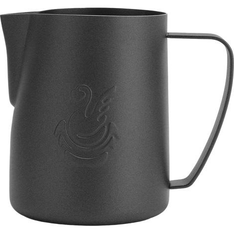 Pichet mousseur à lait 480 ml, acier inoxydable 304, tasse à café en forme de cygne, idéal pour le latte art, la mousse de café et la cuisine, noir mat. (1/5)