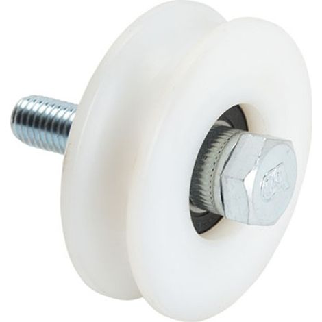 Metalideal  Roue simple gorge ronde en Inox et Nylon - Pour rail 16 mm - Diamètre 80 mm