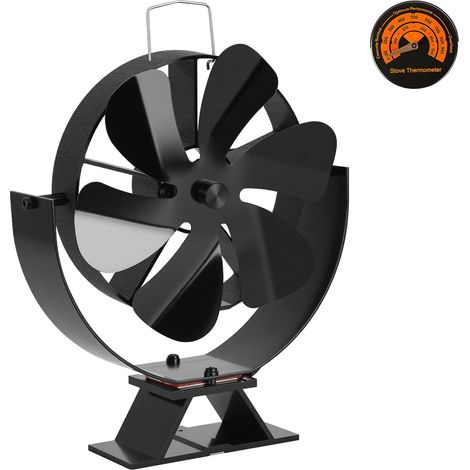 Randaco Ventilatore per stufa a 6 pale con inclinazione regolabile, alimentato dal calore, senza elettricità, con termometro magnetico (1/5)