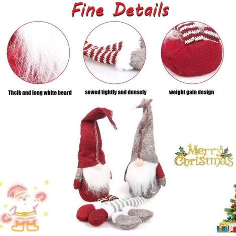 Set di 3 statuette natalizie in peluche, ornamenti gnomi svedesi in peluche, gnomo Tomte fatto a mano, statuetta elfo Babbo Natale scandinavo con gambe lunghe per decorazione domestica, camino, tavolo (1/4)