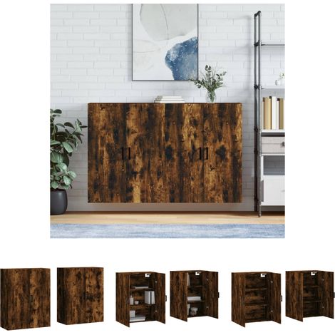 Räuchereiche - vidaXL Wandschränke 2 Stk. Räuchereiche 69,5x34x90 cm - Holzwerkstoff (1/5)
