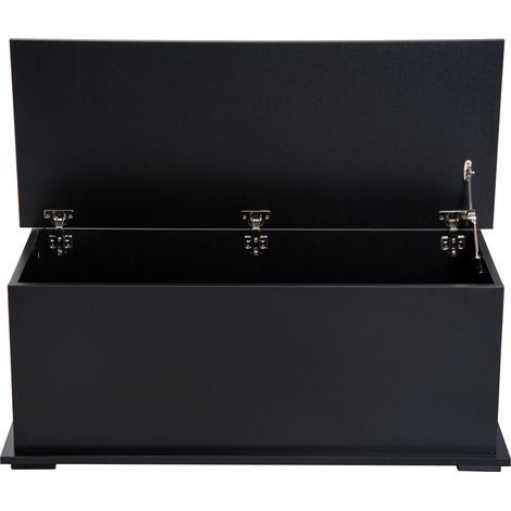 Coffre de rangement à jouets bois 100x40x40 cm noir charnière verrouillée