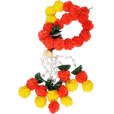 Guirlande de fleurs de souci polyvalente pour la décoration de la Fête des Morts, 140 x 6 x 6 cm, multicolore, lot de 2 (1/5)