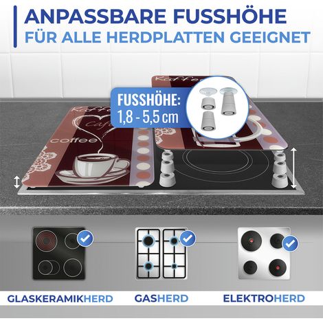 Maximex Herdabdeckplatte Universal Kaffeeduft 2er Set, für alle Herdarten, Mehrfarbig, Gehärtetes Glas mehrfarbig, Kunststoff (TPE) hellgrau, Kunststoff transparent (1/5)