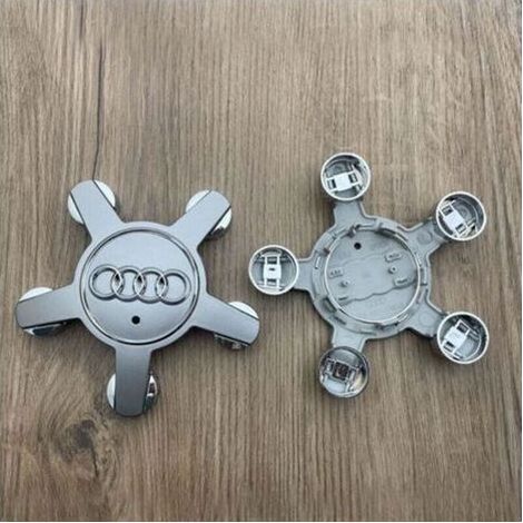 Cache-moyeux pour enjoliveurs Audi 135 mm – Lot de 4, gris ABS, compatible A4/A5/A6/Q5/Q7 (réf. 4F0601165) (1/5)