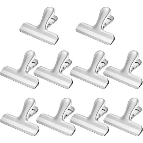Mujixi Lot de 10 pinces de fermeture en acier inoxydable pour sacs, pinces métalliques de 76 mm de largeur (1/5)