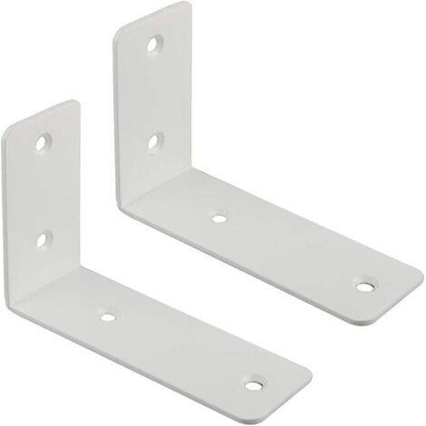 BUNTHAUS Lntyq Support Étagère Murale, Fixation Flottante Support avec Finition en Acier Inox, Support d'Angle Brace de Tablette Murale à Suspendre avec Vis, 2 Pcs (12,5CM, Blanc Brillant)