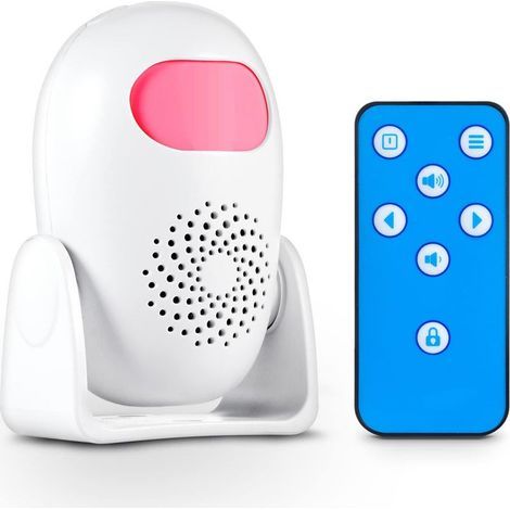 Motion Detector Alarm Indoor Motion Sensor Alarm with Remote Control 110dB 4 Volume Levels Motion Detector Alert for Home Shop Store (1 Motion Detector, 1 Remote Control) (1/4)