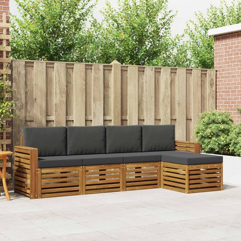 vidaXL Set di divani da esterno con cuscino 5 pcs Naturale e