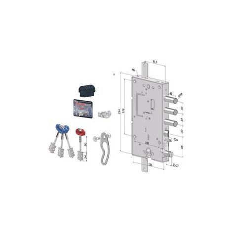 SERRATURA TRIPLICE APPLICARE PORTE BLINDATE D.M.+C.EUR.REV. INT.37 244  (2441DCR0337S56)    SECUREMME
