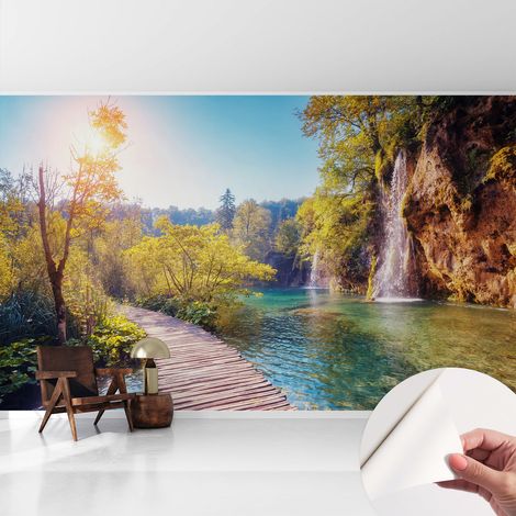 Papier peint adhésif décoratif avec colle pour salon chambre et bureau Installation rapide Paysage naturel 416x254 cm (1/5)