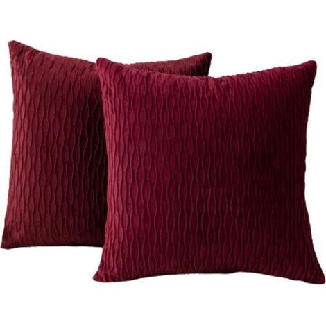 Filiyano – oreiller décoratives - sans – Taies d'oreiller décoratives - sans garnissage - 45 x 45 cm - Lot de 2 - bordeaux - Taie d'oreiller rayée (1/5)