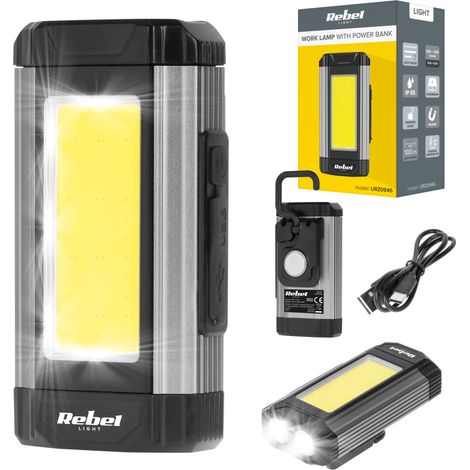 Rebel 15W LED-Werkstattlampe mit Powerbank, 100 m Reichweite, IP65-Schutzart und Magnethaken (1/5)