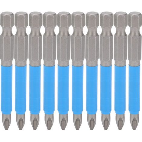 10 Pièces Embouts de Tournevis Cruciformes PH2 65mm Magnétiques pour Perceuse Électrique (1/5)