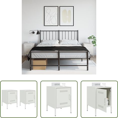 Meuble industriel - Tables de chevet 2 pcs blanc 36x39x50,5 cm acier (1/5)