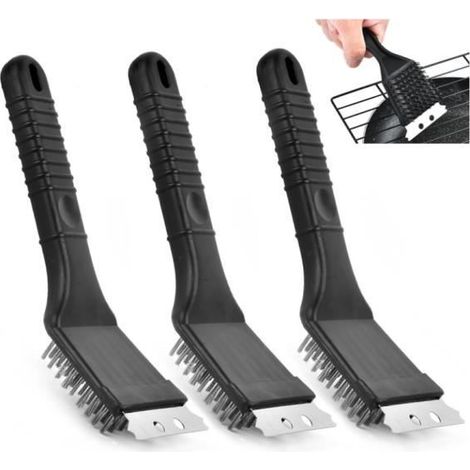 3 Pièces Brosse Barbecue,Brosse à Gril en Acier Inoxydable,Brosse Nettoyage Barbecue,BBQ Brosse De Nettoyage,Accessoire Barbecue, (1/4)
