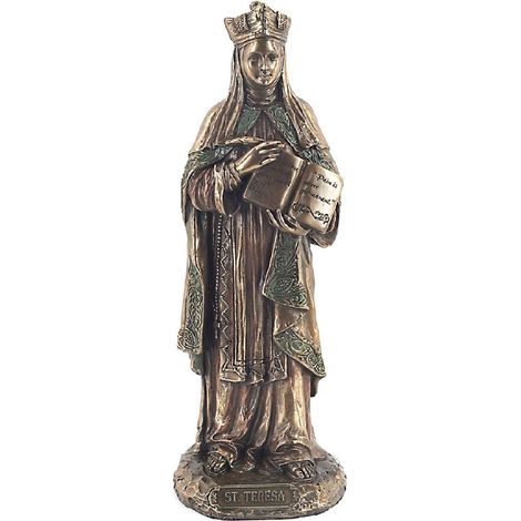 Statuette en polyrésine Sainte Thérèse de couleur bronze