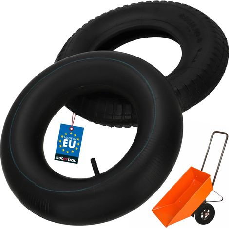 KOTARBAU® Pneu Chambre a Air Brouette - Gomme - Noir - Pneu Brouette - ⌀ 40 cm - 6PR - Chambre a Air - ⌀ 35 cm - Résistant - pour Chariot Jardinage