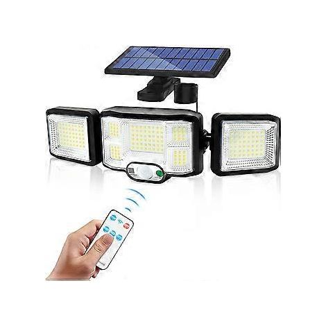 Solarbetriebene LED-Außenwandleuchte mit 3 Leuchtenköpfen, 192 LEDs, Bewegungsmelder, Sicherheitsflutlicht, IP65 wasserdicht, solarbetrieben