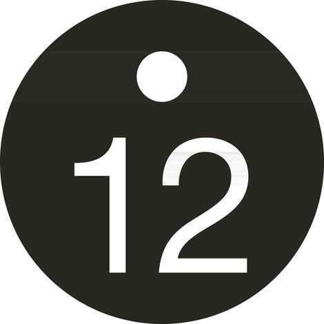 Schlüsselnummer - ø 25, Nummer 12, Aluminium schwarz eloxiert