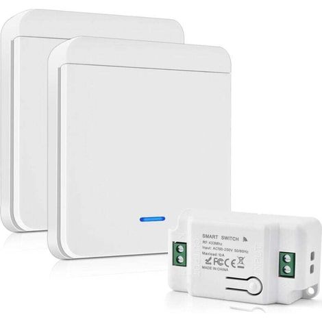 Interrupteur D'éclairage Radio 10A 230V Kit Interrupteur Sans Fil Sans Pile 200-2000W Interrupteur Va Et Vient Sans Fil Sans Câble Interrupteur Sans Fil Exterieur (1/4)