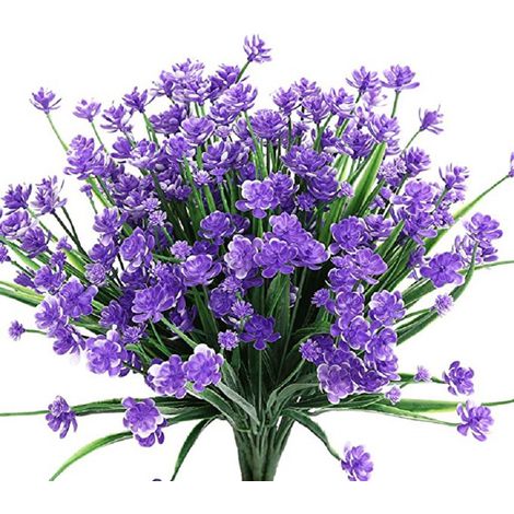 Fleurs Artificielles - Branches d'Eucalyptus et de Camélia - Résistantes aux UV - Pour Décoration Intérieure Extérieure Jardin - Lot de 8 (1/5)