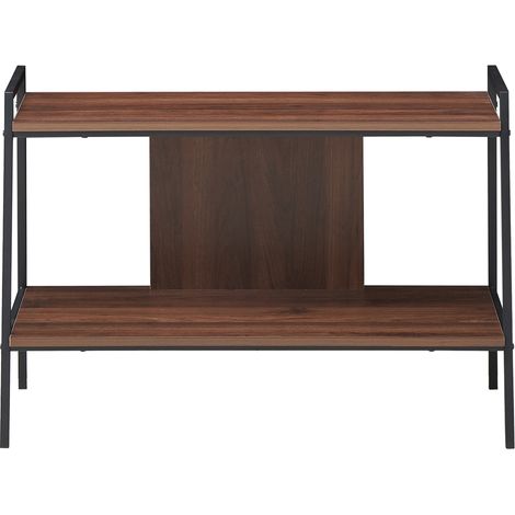 Table Console 89x43x60 CM Meuble TV en Bois à 2 Niveaux pour Téléviseurs Jusqu'à 81,2 CM Capacité de Poids Total 35 KG Noyer Maison Chic (1/4)
